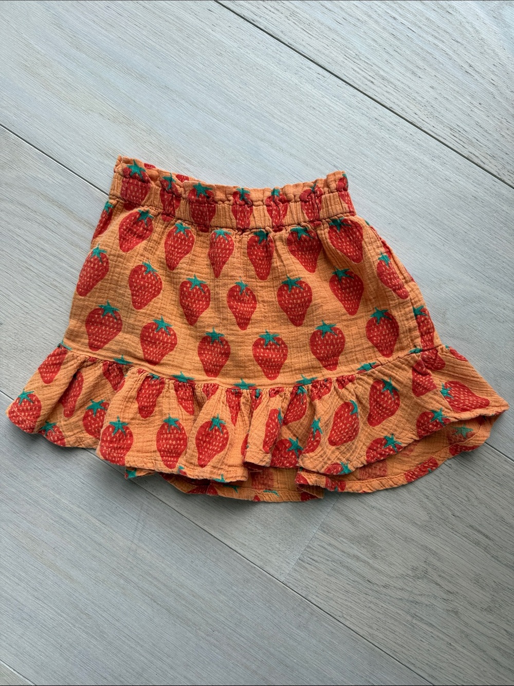 Bobo Choses Orange Strawberry Ruffle Skirt 4-5 years